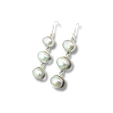 Load image into Gallery viewer, Sterling Silver 3 Pearl Earrings