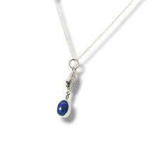 Load image into Gallery viewer, Sterling Leaf Motif with Oval Lapis Necklace