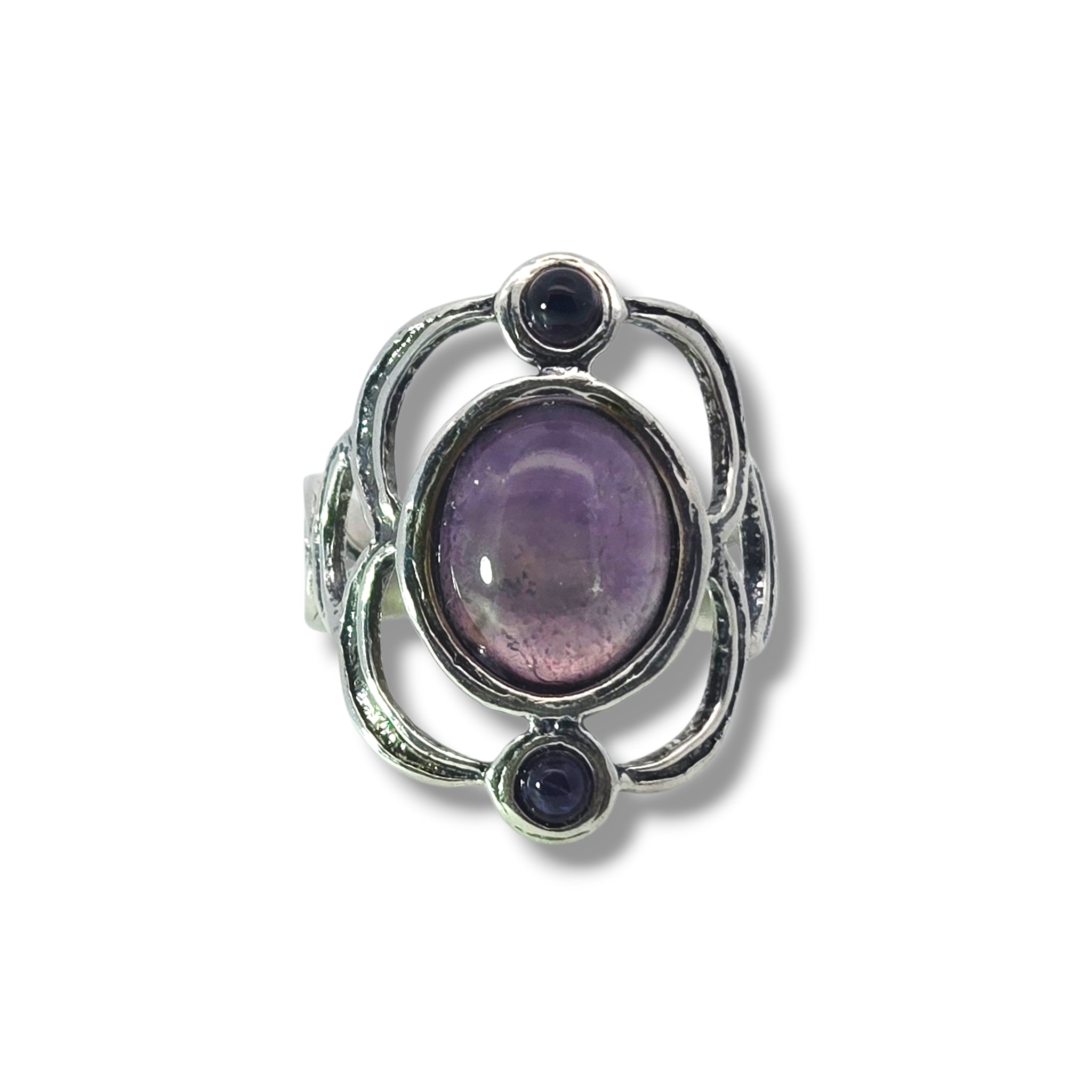 Sterling Amethyst Trio Ring