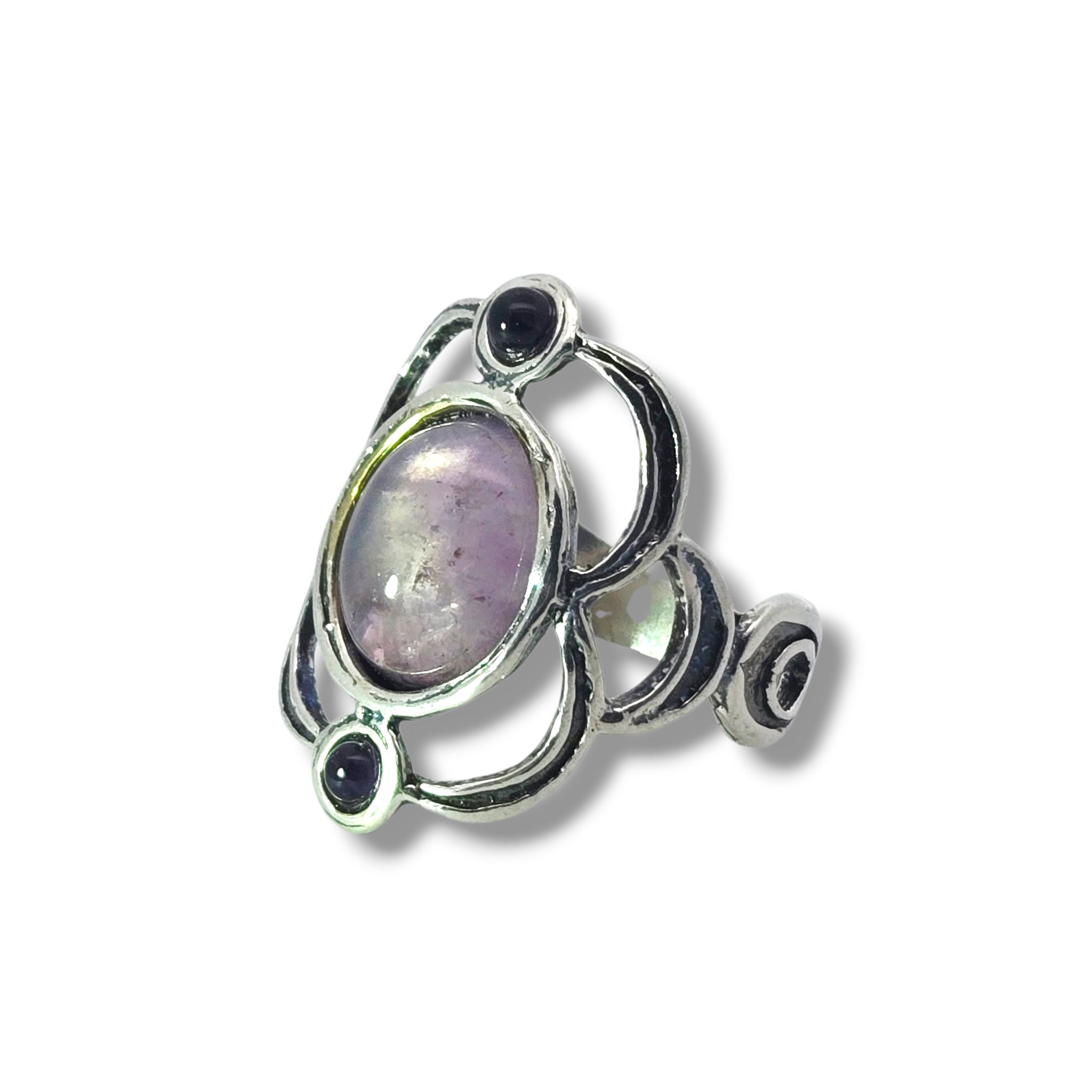 Sterling Amethyst Trio Ring