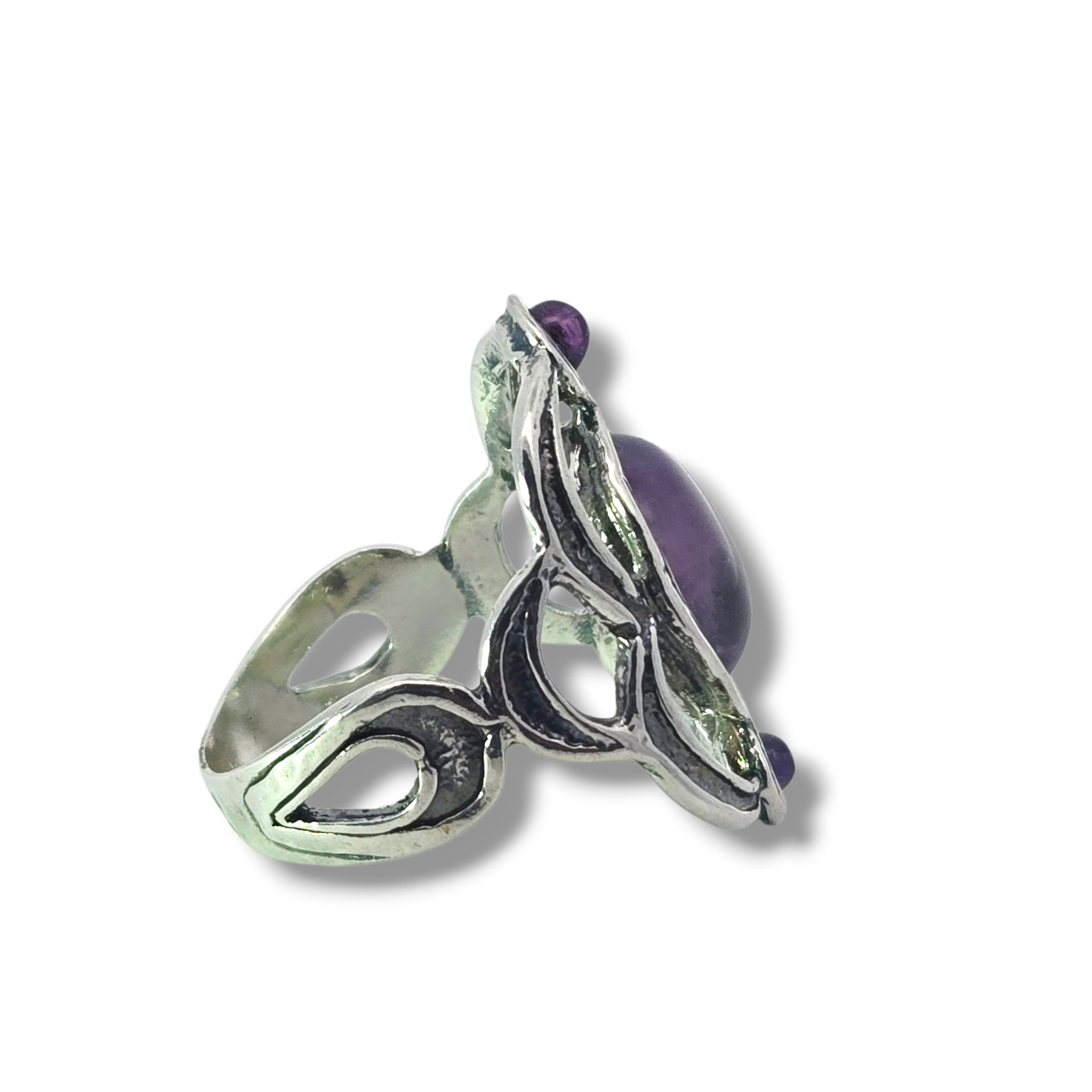 Sterling Amethyst Trio Ring