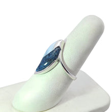 Load image into Gallery viewer, Sterling Blue Agate + Lapis Lazuli Swoop Ring
