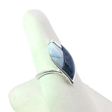 Load image into Gallery viewer, Sterling Blue Agate + Lapis Lazuli Swoop Ring