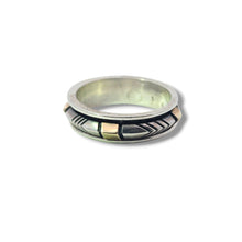 Load image into Gallery viewer, Sterling and 9k Geometric Spinner Ring