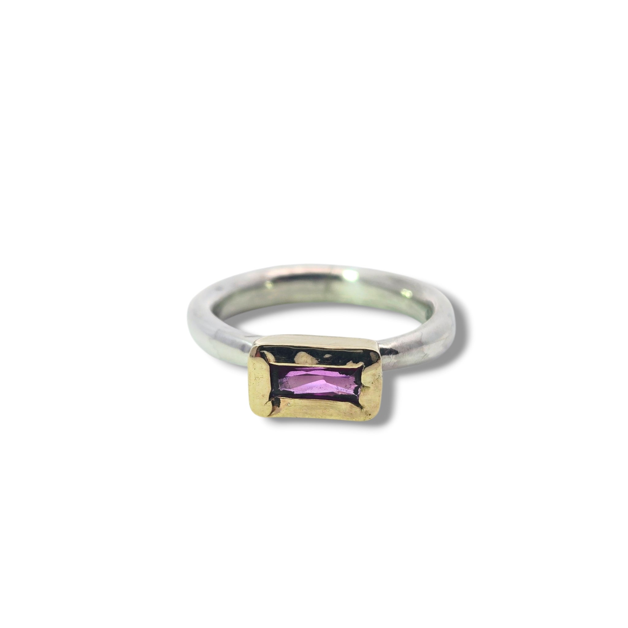 Two Tone - 9k and Sterling Garnet Ring