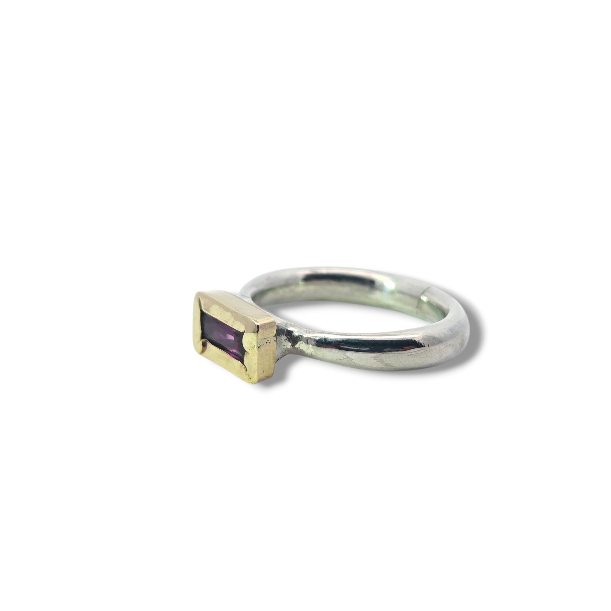 Two Tone - 9k and Sterling Garnet Ring
