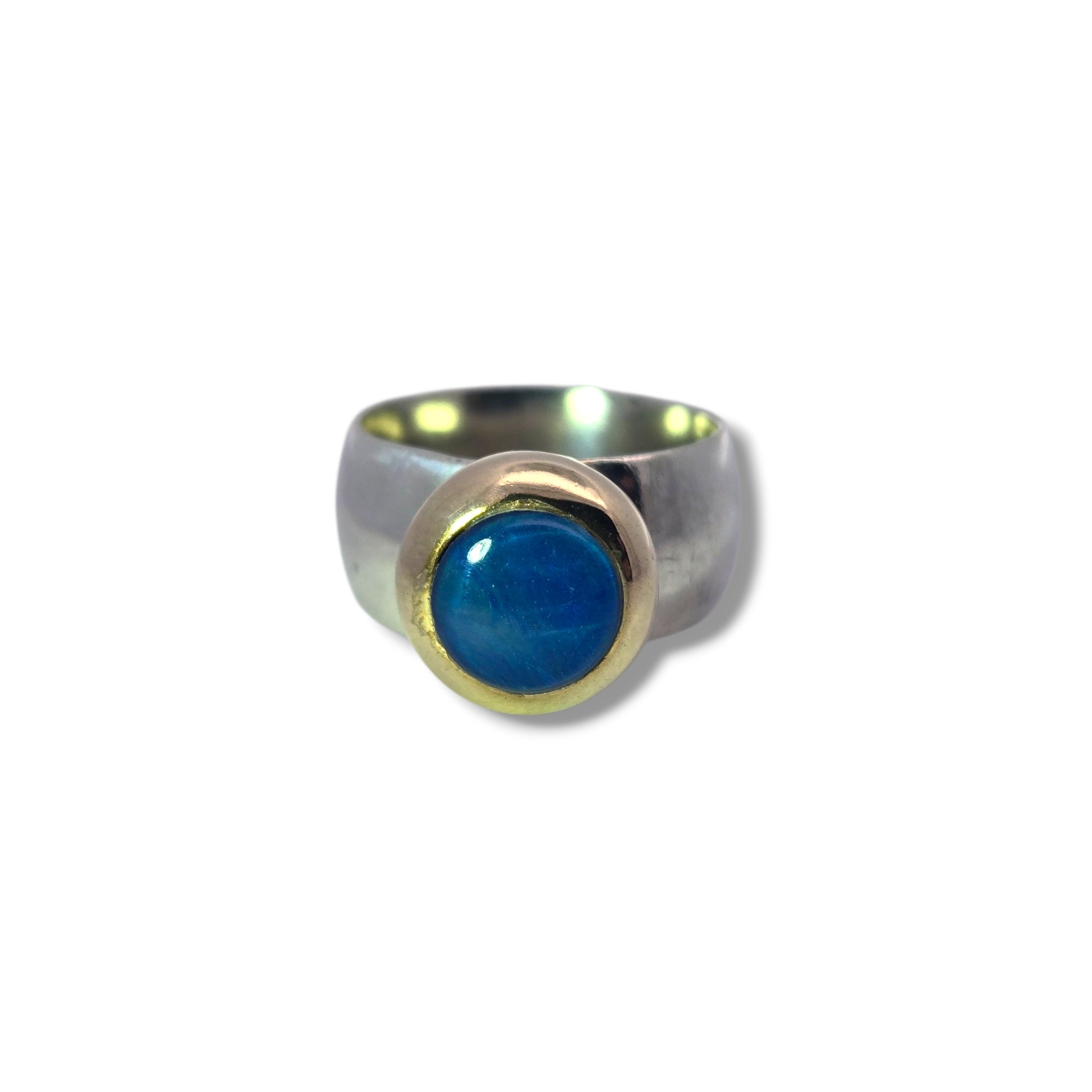 Two Tone - 9k and Sterling Blue Onyx Ring