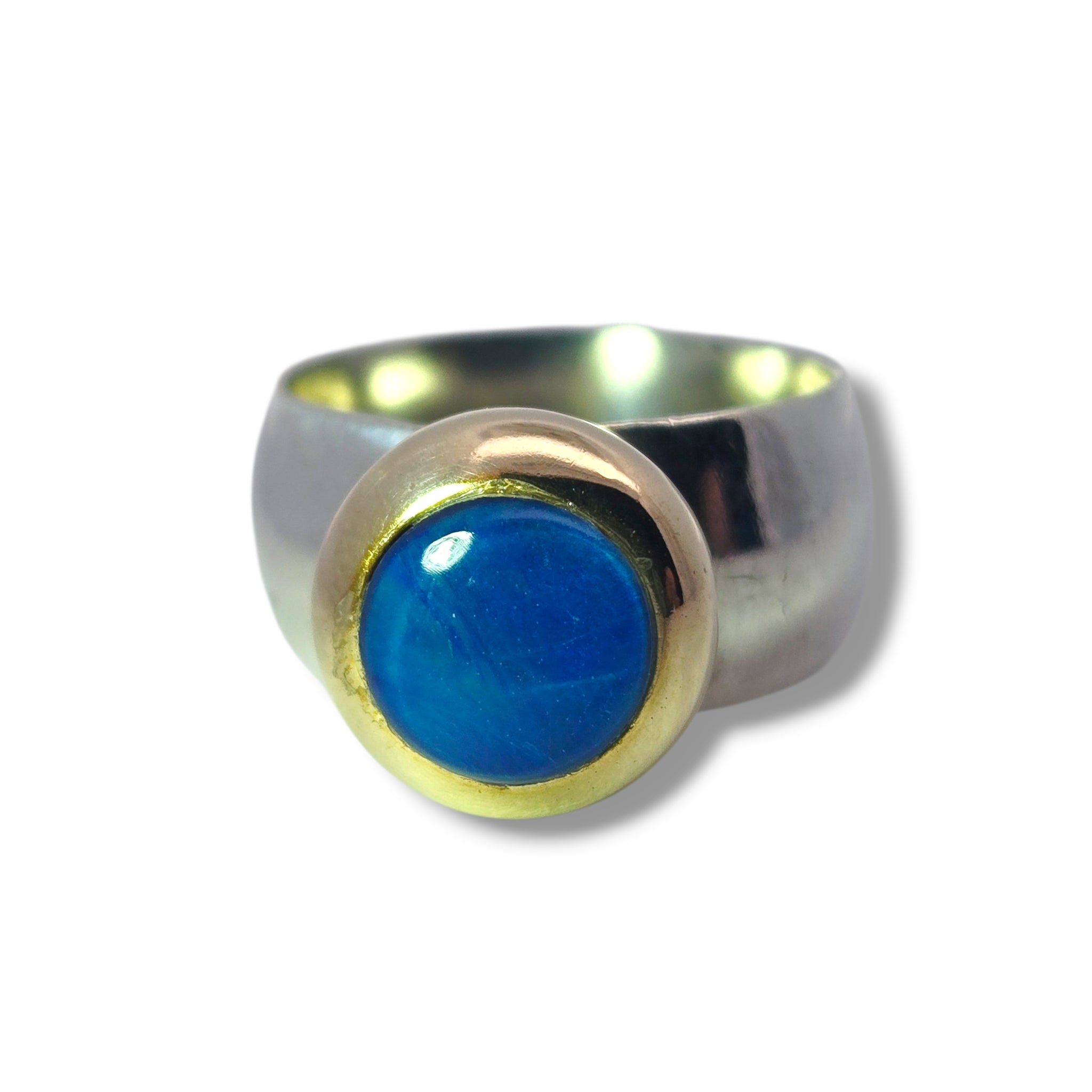Two Tone - 9k and Sterling Blue Onyx Ring