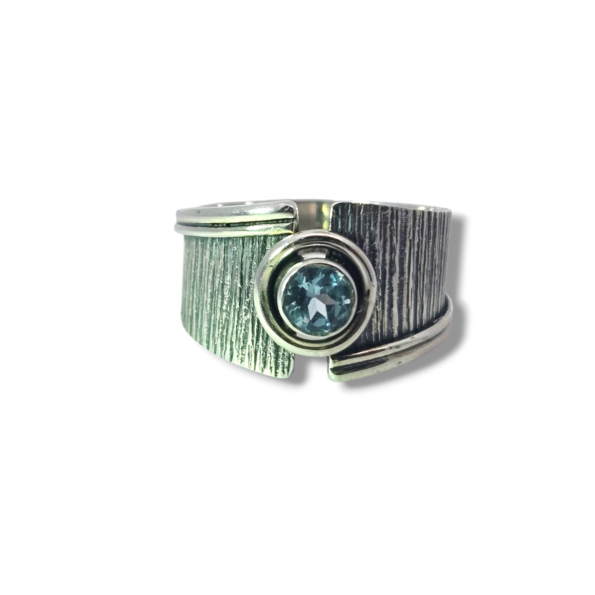 Sterling Texture Blue Topaz Ring