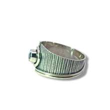 Load image into Gallery viewer, Sterling Texture Blue Topaz Ring