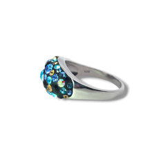 Load image into Gallery viewer, Sterling Black Inlay with Colorful Austrian Crystal Ring