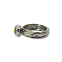 Load image into Gallery viewer, Sterling and Gold Peridot Textured Ring