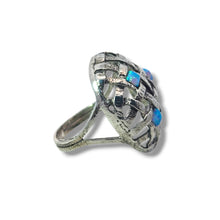 Load image into Gallery viewer, Sterling Woven Dome Ring with CR Opals