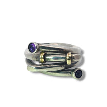 Load image into Gallery viewer, Sterling and 14k Overlap Amethyst Ring