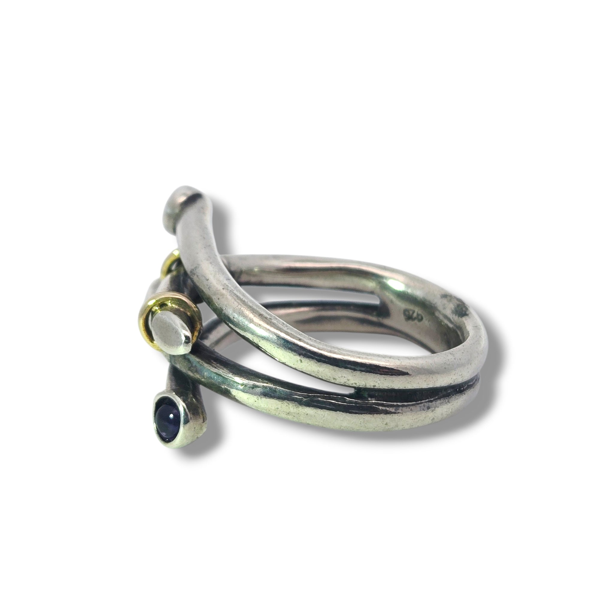 Sterling and 14k Overlap Amethyst Ring