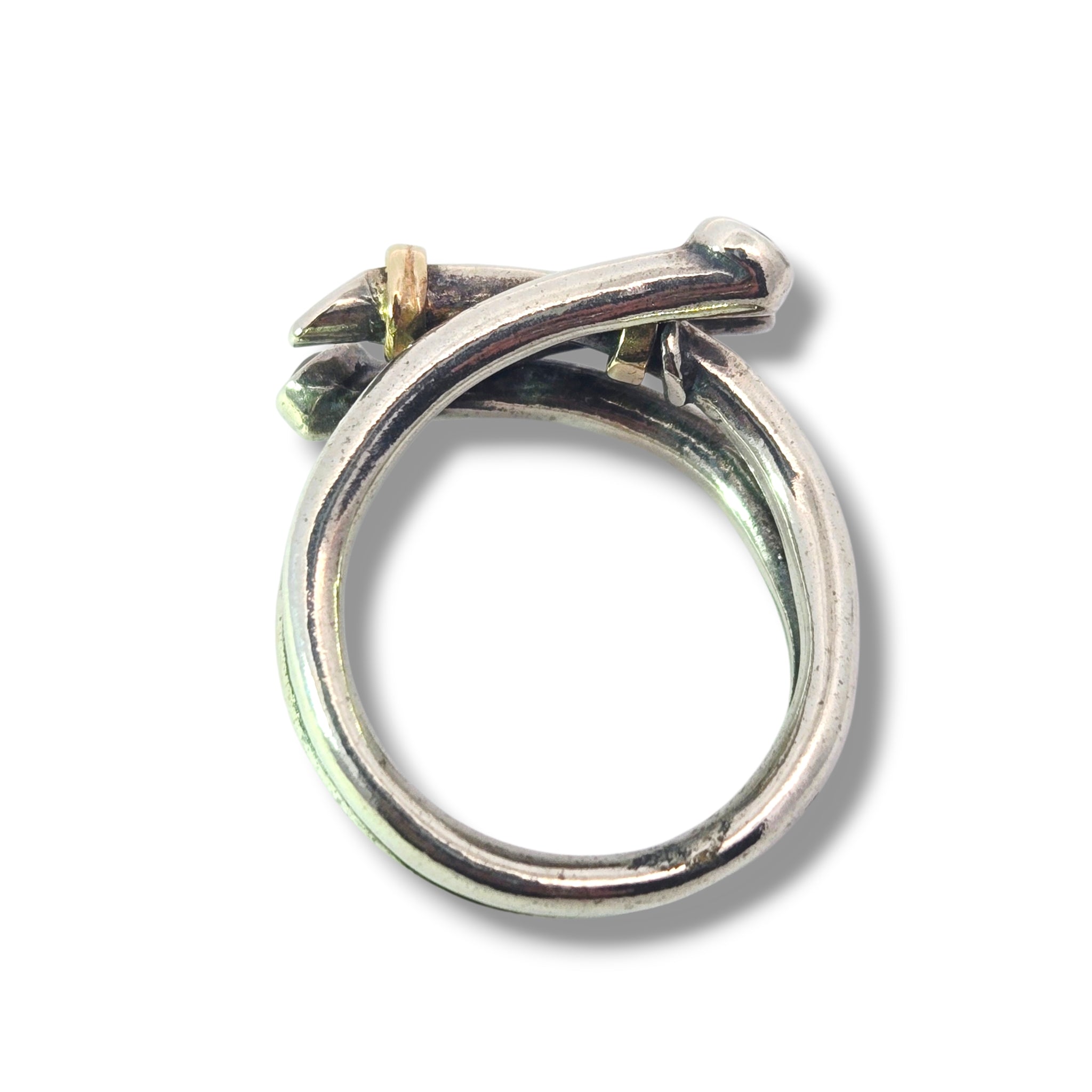 Sterling and 14k Overlap Amethyst Ring
