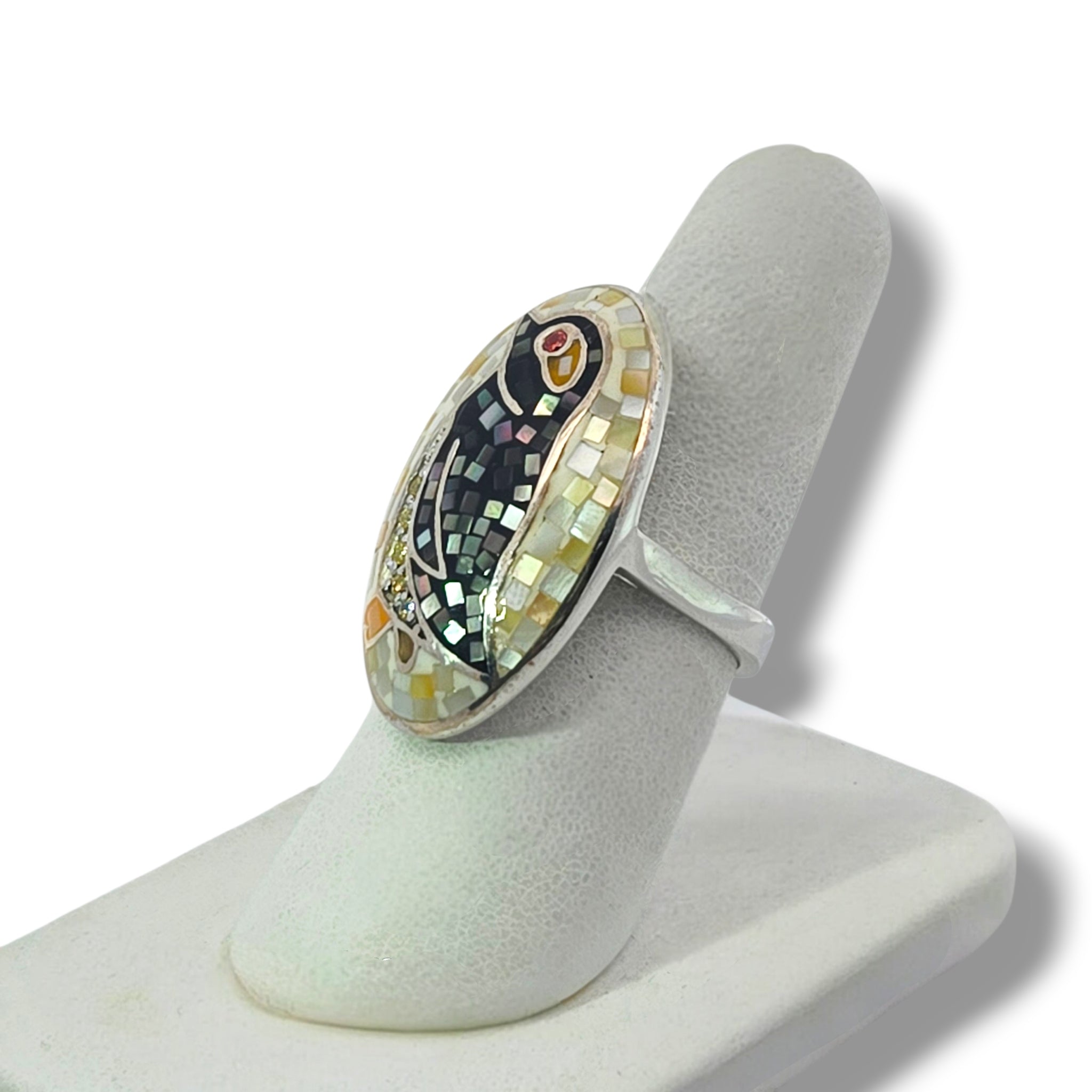 Sterling Penguin Mosaic Ring