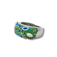 Load image into Gallery viewer, All That Jazz Sterling Green and Blue Austrian Crystal Ring