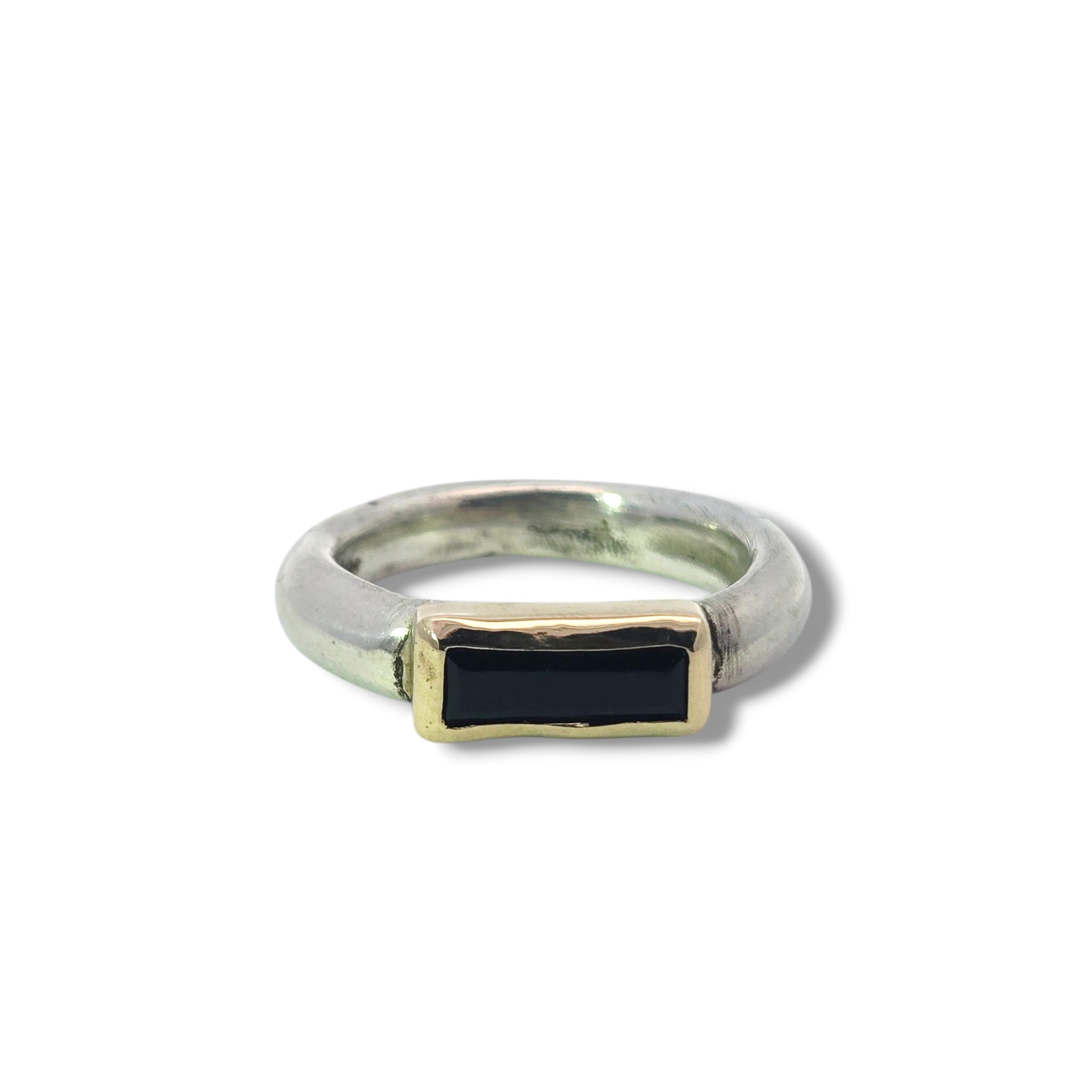Two Tone - 9k and Sterling Onyx Ring