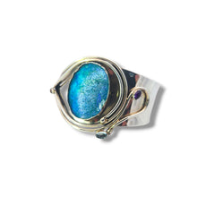 Load image into Gallery viewer, Sterling Organic Ancient Roman Glass Cuff Bracelet