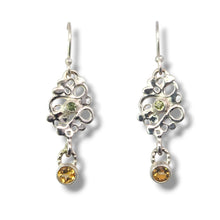 Load image into Gallery viewer, Sterling Swirl Peridot and Citrine Earrings
