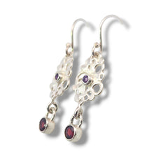 Load image into Gallery viewer, Sterling Swirl Ruby and Amethyst Earrings
