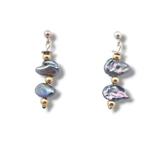 Load image into Gallery viewer, Sterling+GP Peacock Pearl Earrings