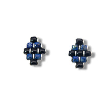 Load image into Gallery viewer, Sterling Lapis Lazuli + Onyx  Stitch Studs