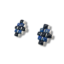 Load image into Gallery viewer, Sterling Lapis Lazuli + Onyx  Stitch Studs