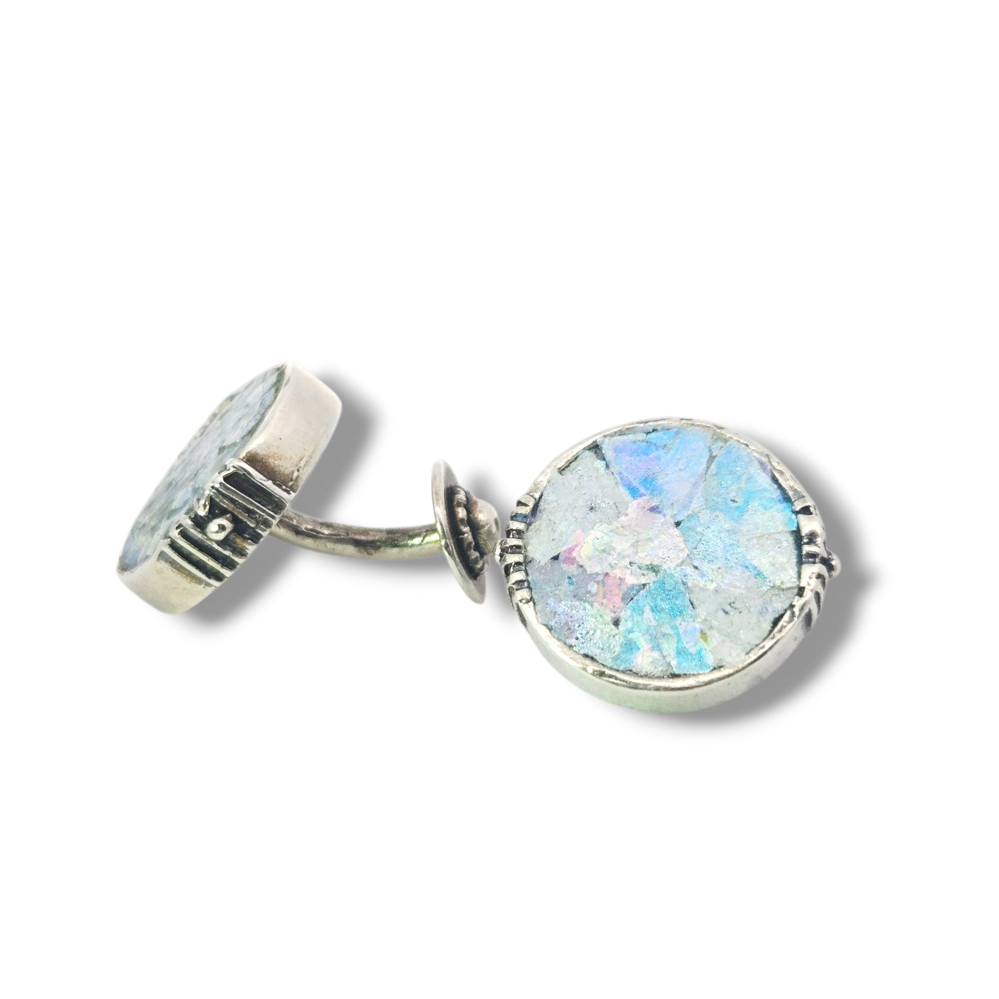 Sterling Ancient Roman Glass Cuff Links