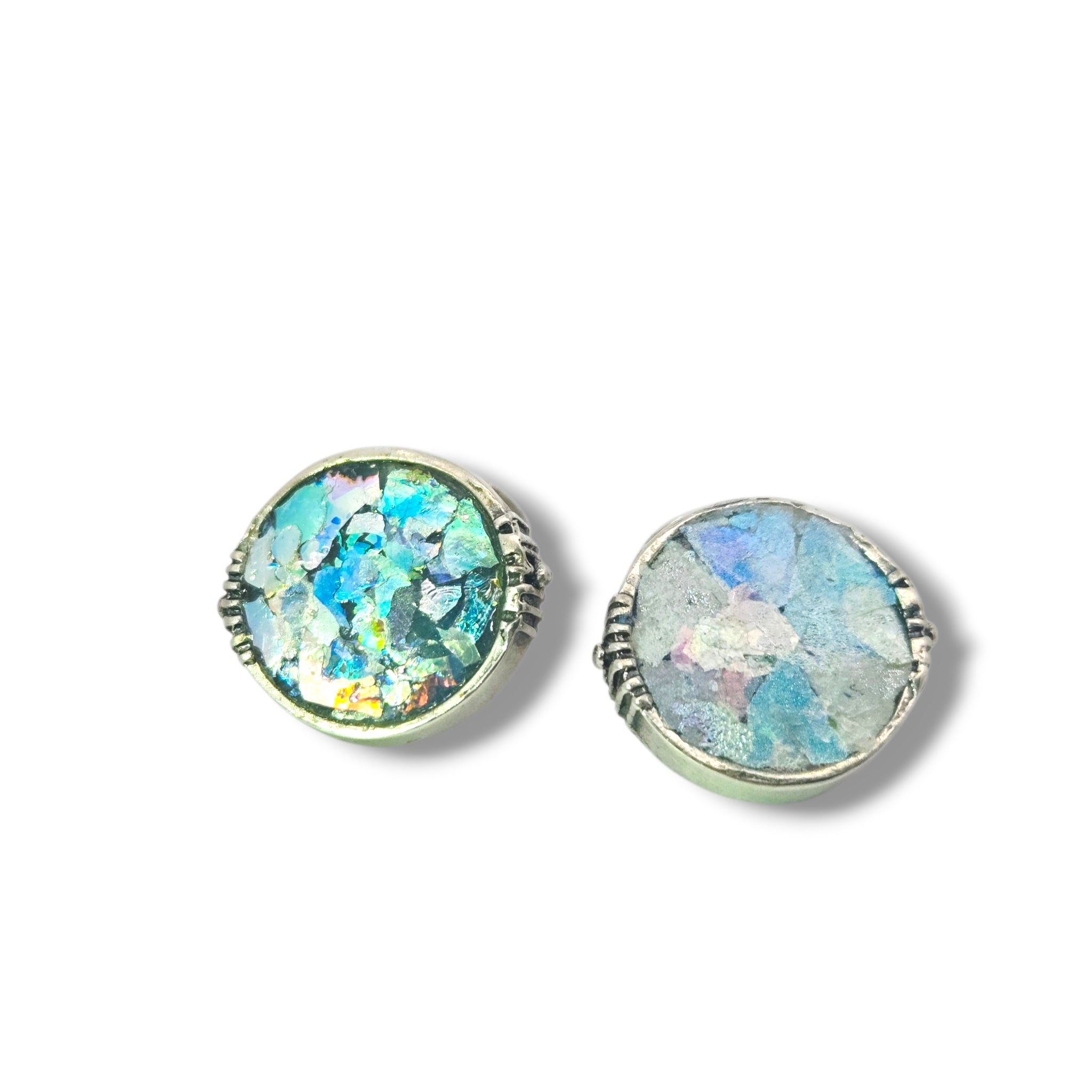 Sterling Ancient Roman Glass Cuff Links