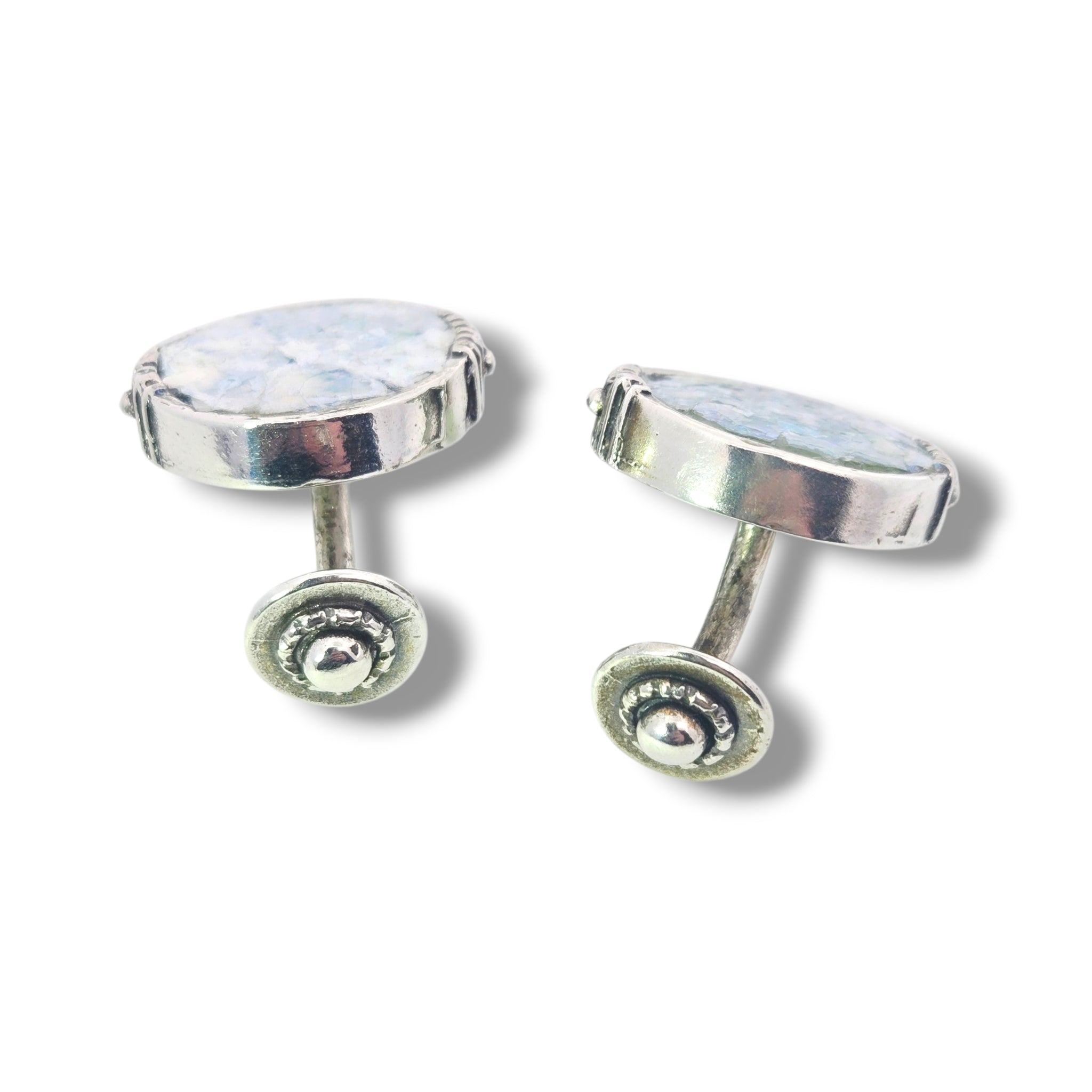 Sterling Ancient Roman Glass Cuff Links
