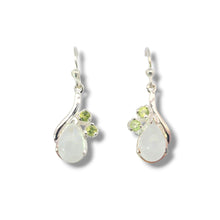 Load image into Gallery viewer, Sterling Moonstone with Peridot Earrings