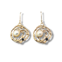 Load image into Gallery viewer, Gold Plated Sterling Organic Pearl Earrings