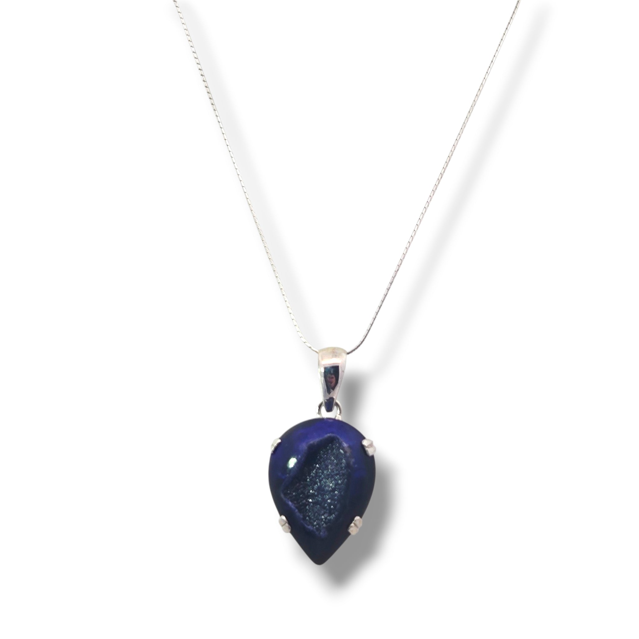 Sterling Purple Druzy Teardrop Necklace