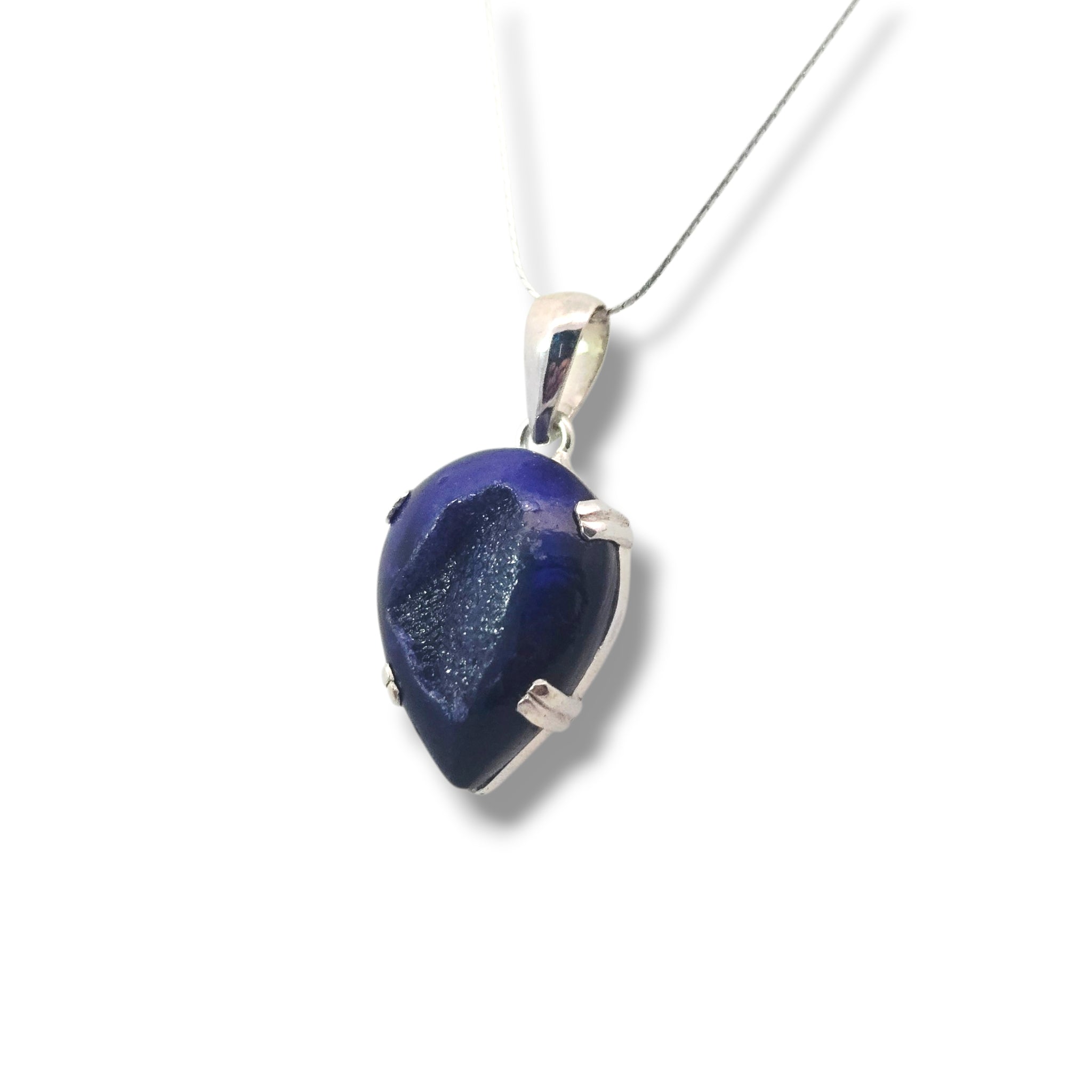 Sterling Purple Druzy Teardrop Necklace