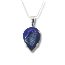 Load image into Gallery viewer, Sterling Purple Druzy Teardrop Necklace