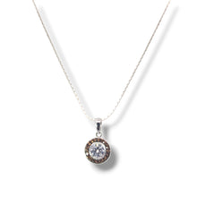 Load image into Gallery viewer, Sterling Clear CZ with Amber Halo Necklace