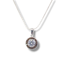 Load image into Gallery viewer, Sterling Clear CZ with Amber Halo Necklace