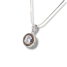 Load image into Gallery viewer, Sterling Clear CZ with Amber Halo Necklace
