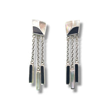 Load image into Gallery viewer, Sterling Mother of Pearl and Onyx Inlay Earrings