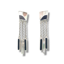 Load image into Gallery viewer, Sterling Mother of Pearl and Onyx Inlay Earrings
