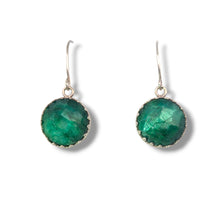 Load image into Gallery viewer, Sterling Round Emerald Earrings