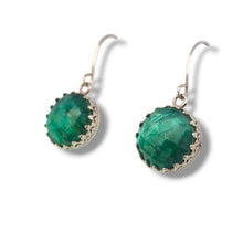 Load image into Gallery viewer, Sterling Round Emerald Earrings