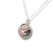 Load image into Gallery viewer, Sterling Multi-Color Mosaic Circle Necklace