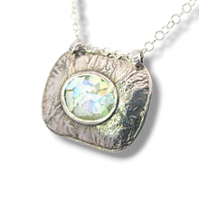 Load image into Gallery viewer, Sterling Necklace - Ancient Roman Glass In Large Textured Bezel
