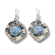 Load image into Gallery viewer, Sterling Ancient Roman Glass Textured Earrings