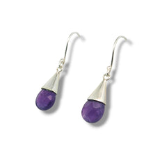 Load image into Gallery viewer, Sterling Amethyst Drop Earrings