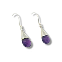 Load image into Gallery viewer, Sterling Amethyst Drop Earrings