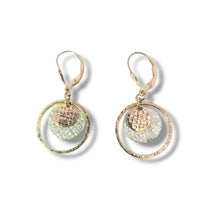 Load image into Gallery viewer, 3 Tone Sterling, GP and 9k Circle Textured Earrings